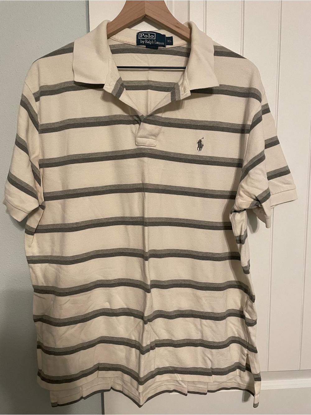 Polo by Ralph Lauren Cream Polo with Gray Stripes